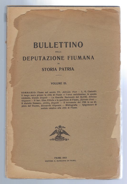 Bullettino della deputazione fiumana di storia patria