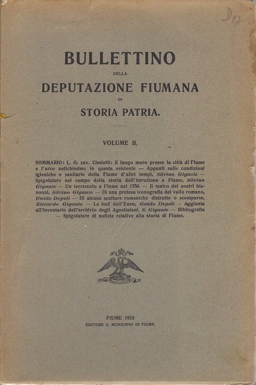 Bullettino della Deputazione Fiumana di Storia Patria