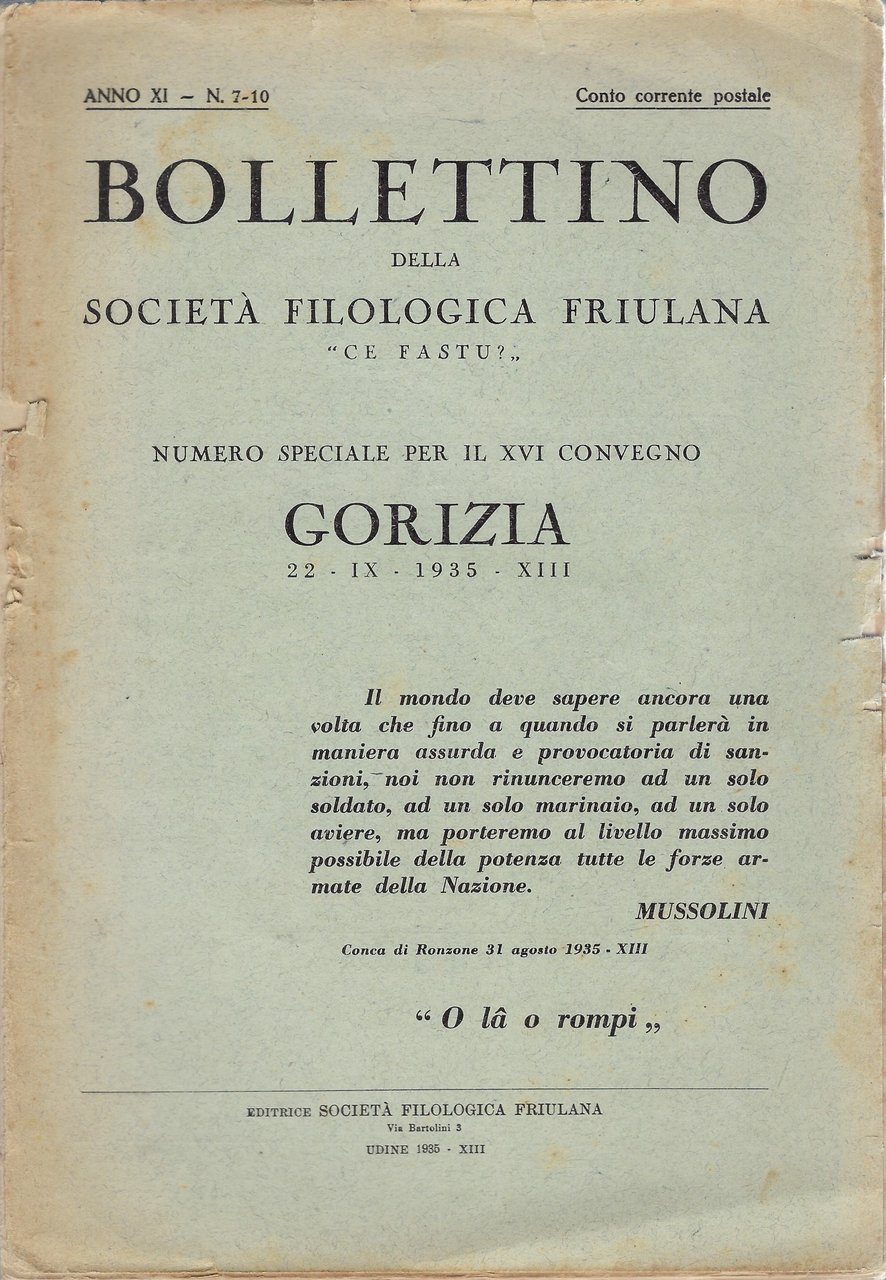 Ce fastu? Bollettino della Società filologica friulana - Anno XI …