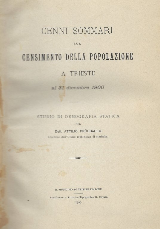 Cenni sommari sul censimento della popolazione a Trieste al 31 …