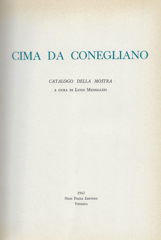 Cima da Conegliano. Catalogo della mostra