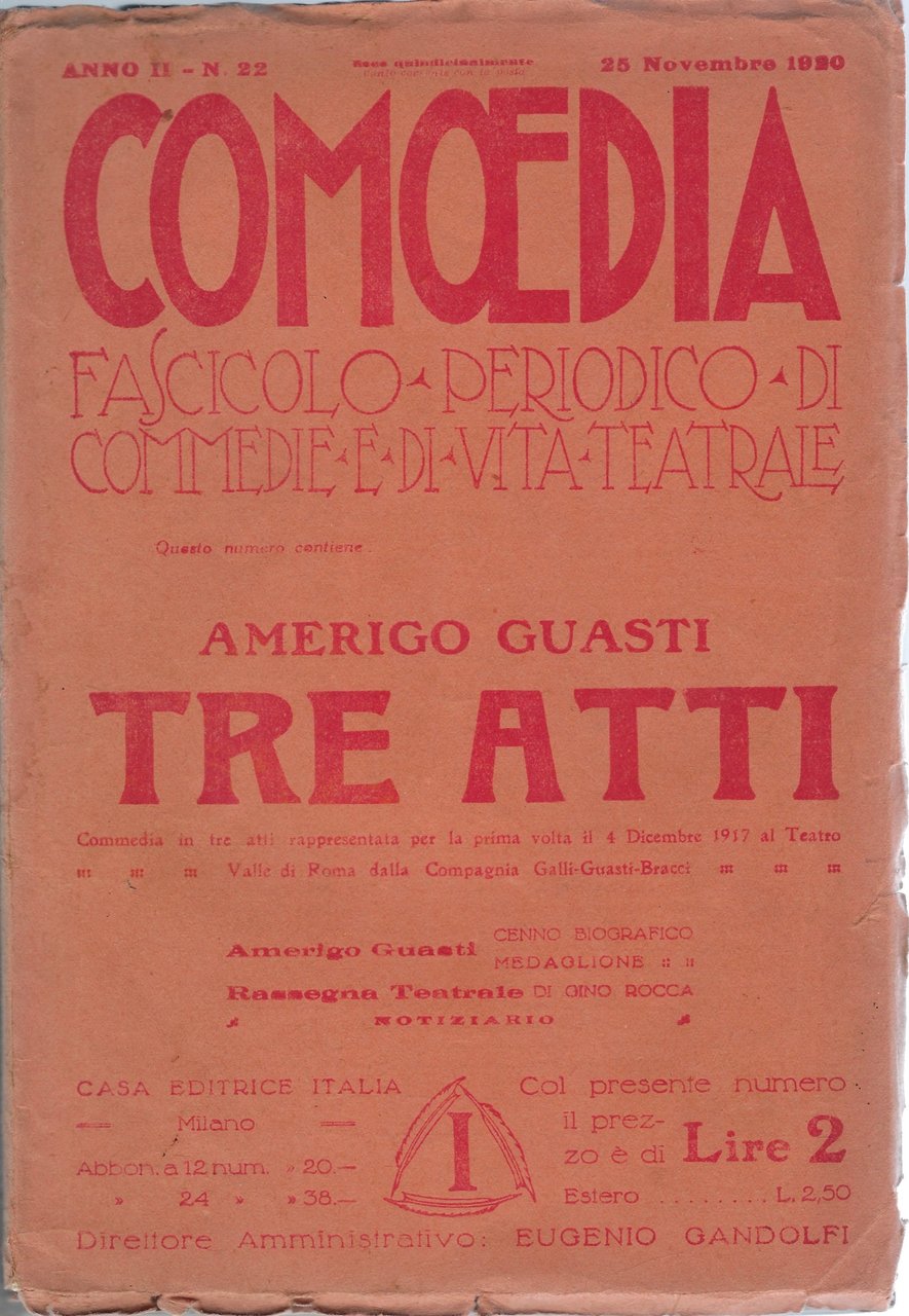 Comoedia - Periodico di commedie e di vita teatrale. N …