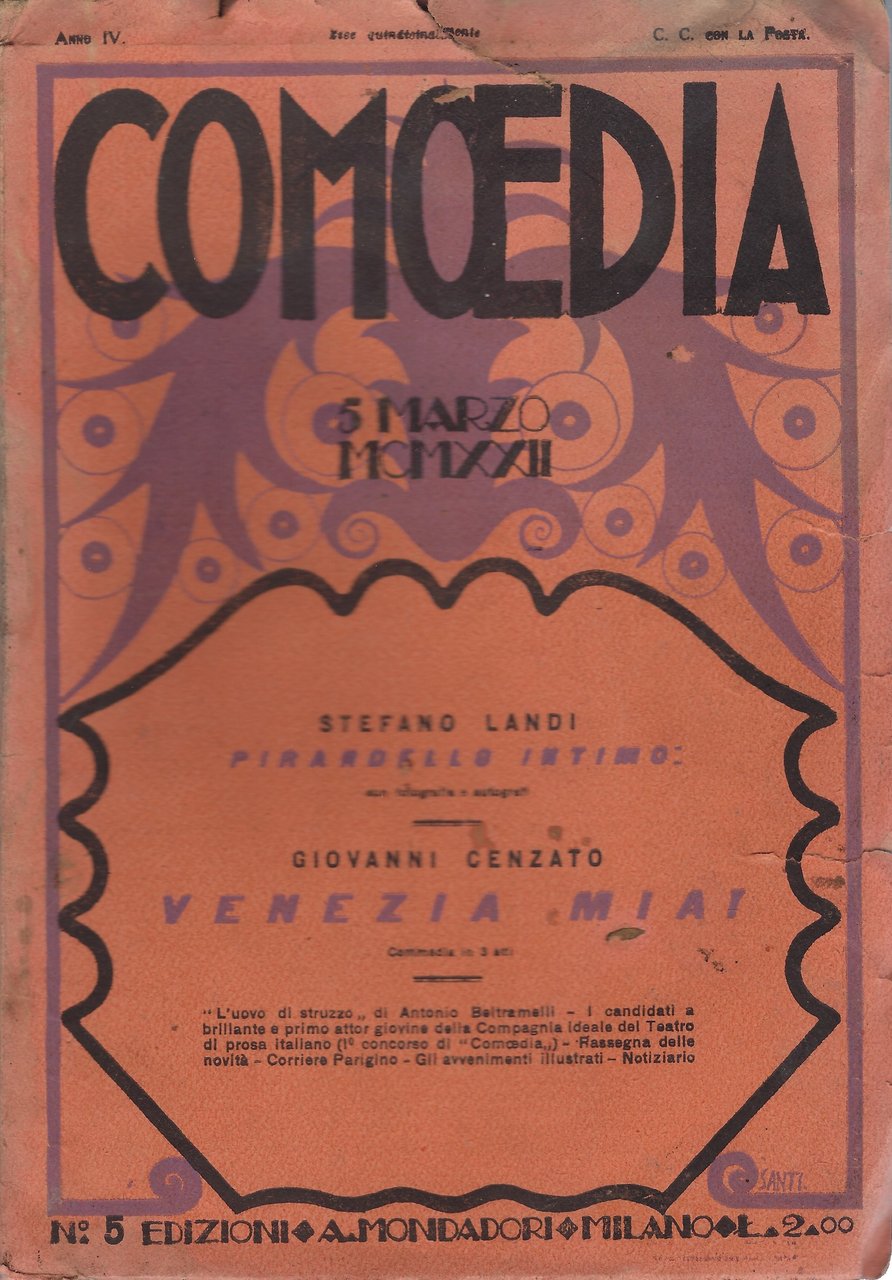 Comoedia - Periodico di commedie e di vita teatrale. N …