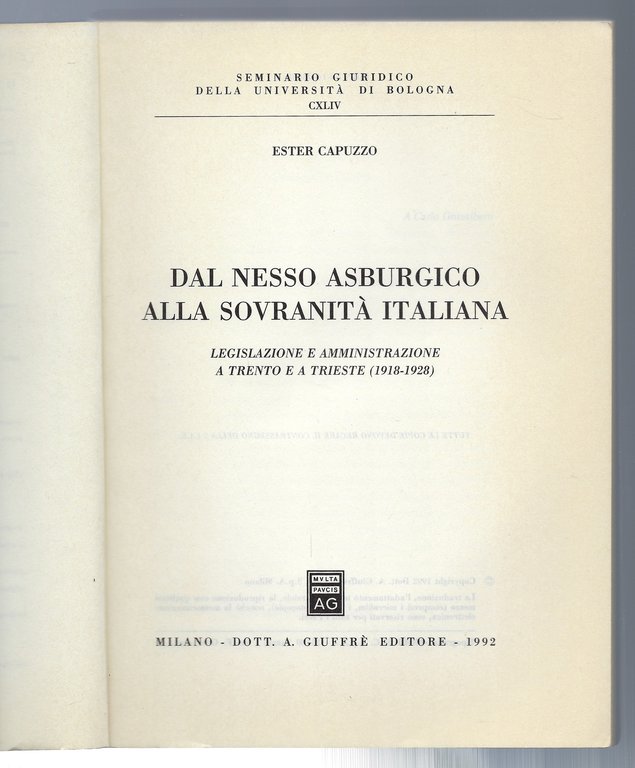 Dal nesso Asburgico alla sovranità Italiana