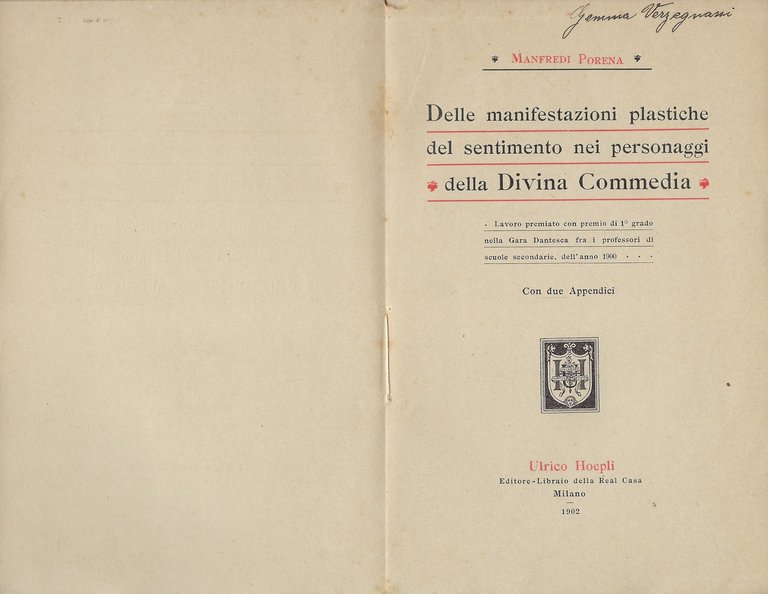Delle manifestazioni plastiche del sentimento nei personaggi della Divina Commedia