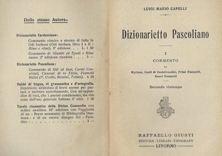 Dizionarietto Pascoliano. I .