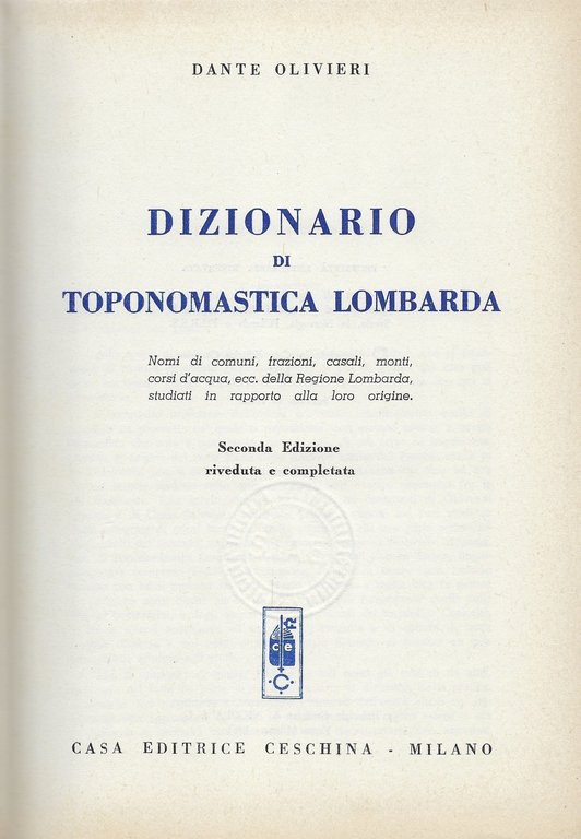 Dizionario di toponomastica lombarda