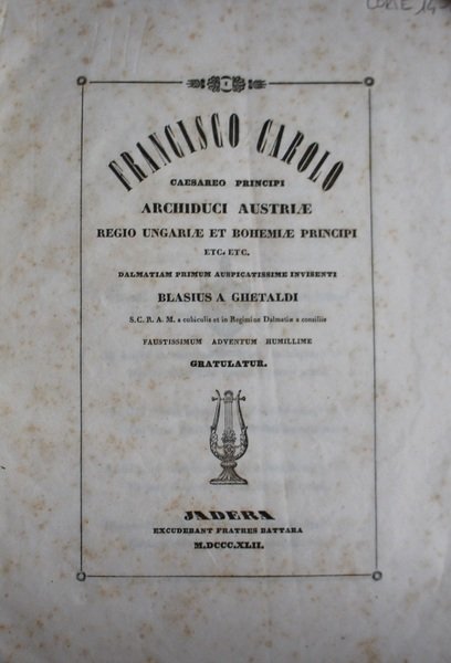 Francisco Carolo caesaro principi Archiduci Austriae