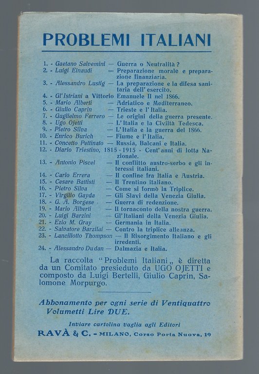 "Gl'Italiani della Venezia Giulia" Problemi Italiani N° 20, 22 Giugno …