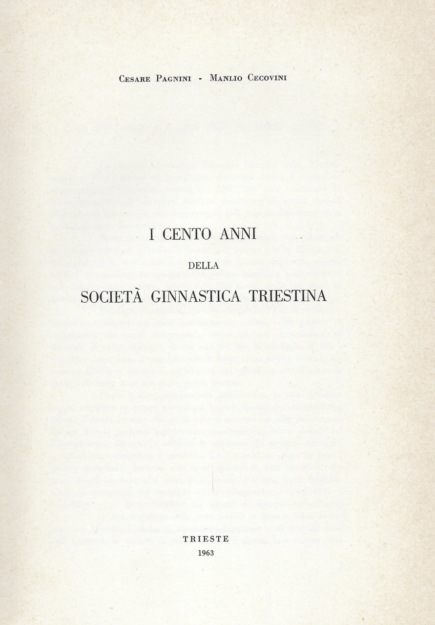 I cento anni della società ginnastica triestina