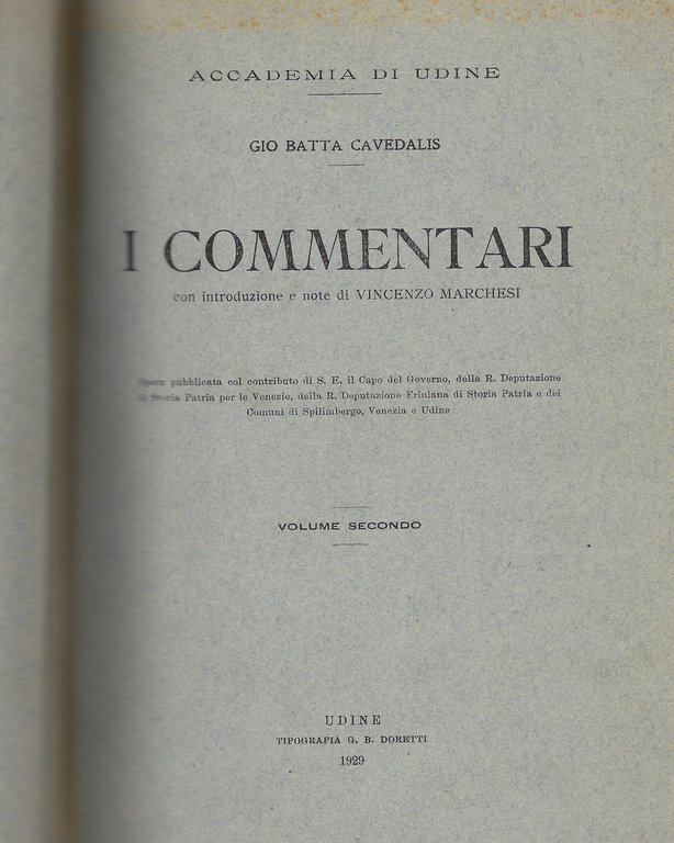 I commentari. Vol. I e II