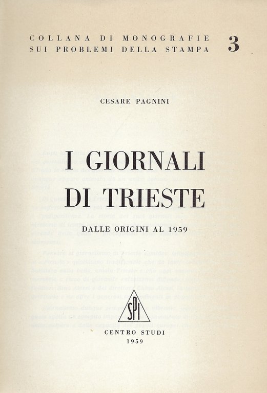 I giornali di Trieste dalle origini al 1959