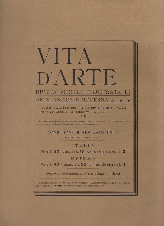 I pittori italiani all'VIII° Esposizione d'arte di Venezia. Gli invitati