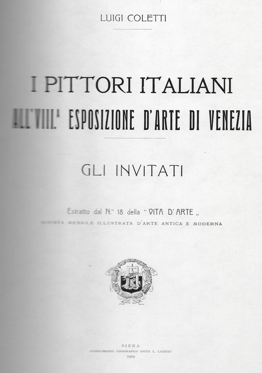 I pittori italiani all'VIII° Esposizione d'arte di Venezia. Gli invitati