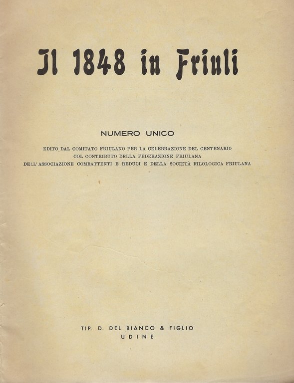 Il 1848 in Friuli. Numero unico