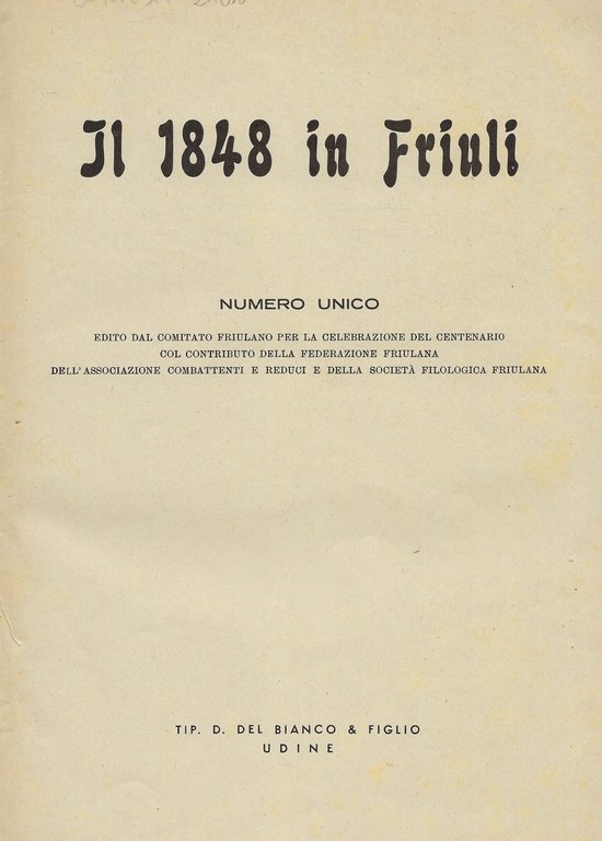 Il 1848 in Friuli. Numero unico