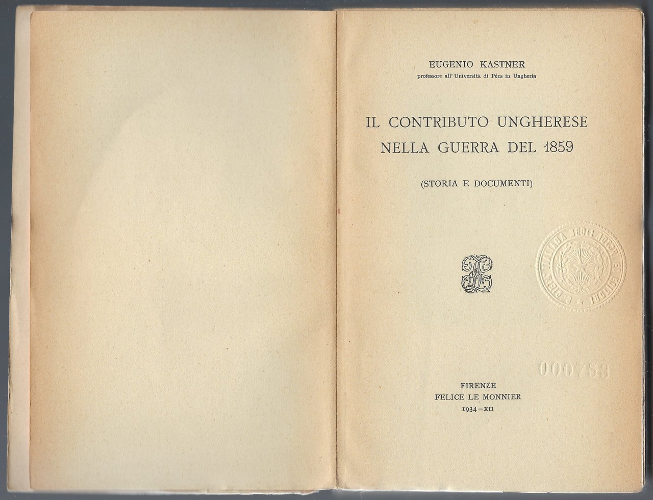 Il contributo ungherese nella guerra del 1859 (storia e documenti)