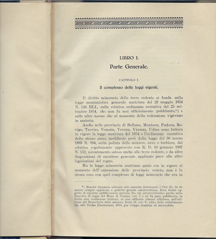 Il diritto minerario in vigore nelle terre redente