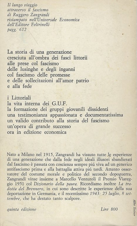 Il lungo viaggio attraverso il Fascismo,contributo alla storia di una …