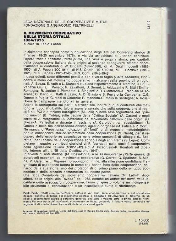 Il Movimento Cooperativo nella storia d'Italia 1854/1975
