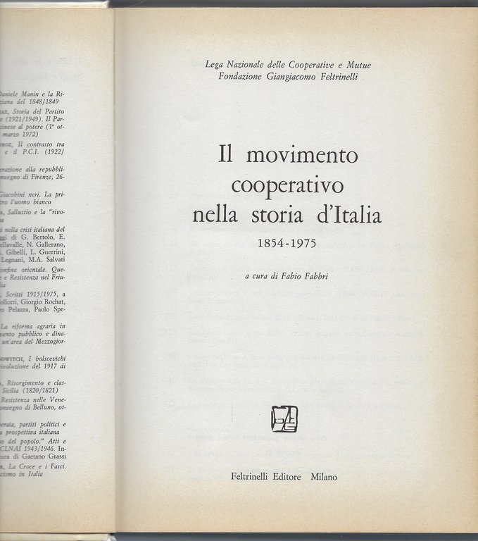 Il Movimento Cooperativo nella storia d'Italia 1854/1975