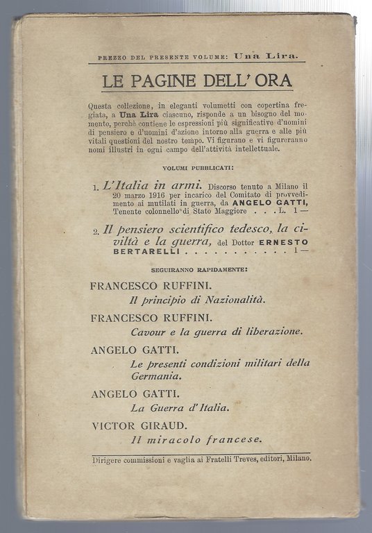 Il pensiero scientifico tedesco, la civiltà e la guerra