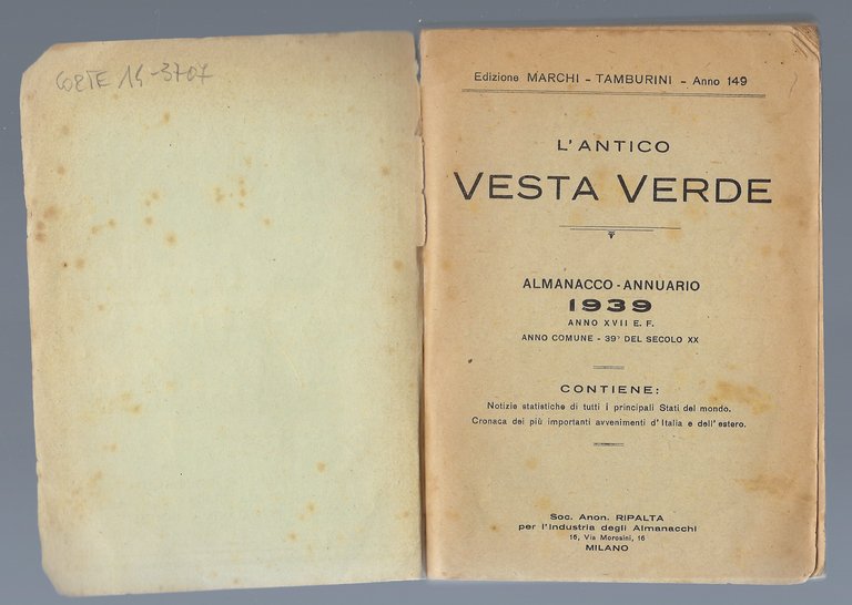 L'Antico "Vesta verde" Annuario storico statistico