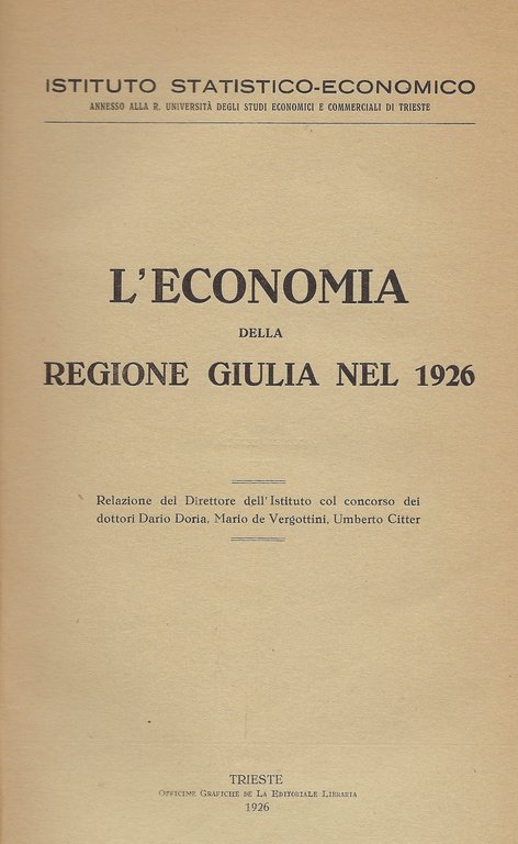 L'economia della Regione Giulia nel 1926