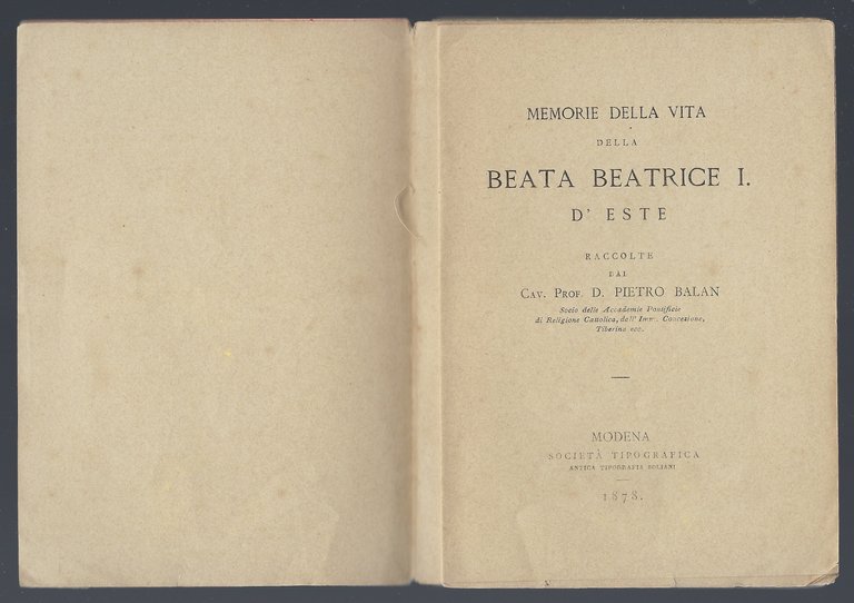 La B. Beatrice I. di Este, memorie raccolte dal Prof. …