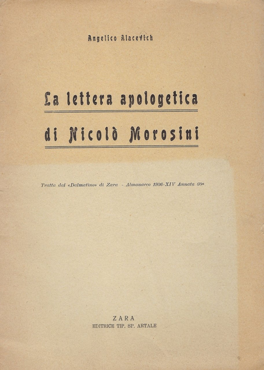 La lettera apologetica di Nicolò Morosini