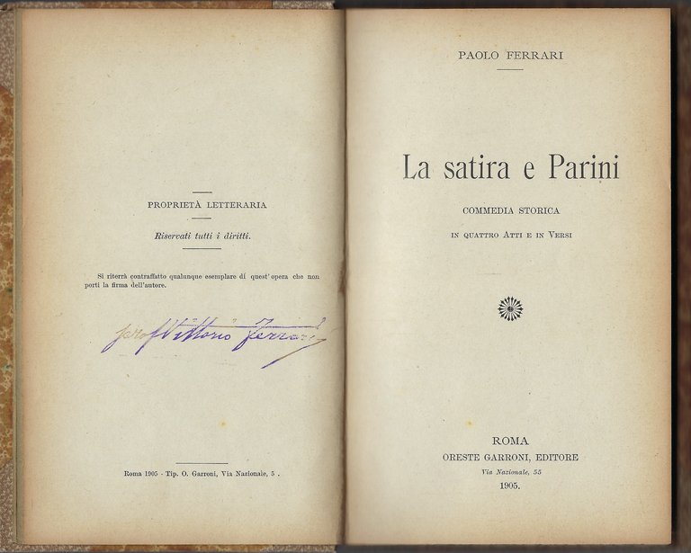 La satira e Parini. Commedia storica in quattro atti e …