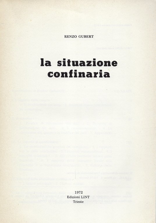 La situazione confinaria