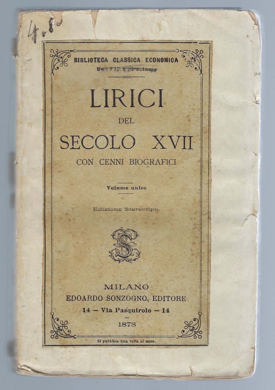 Lirici del secolo XVII con cenni biografici