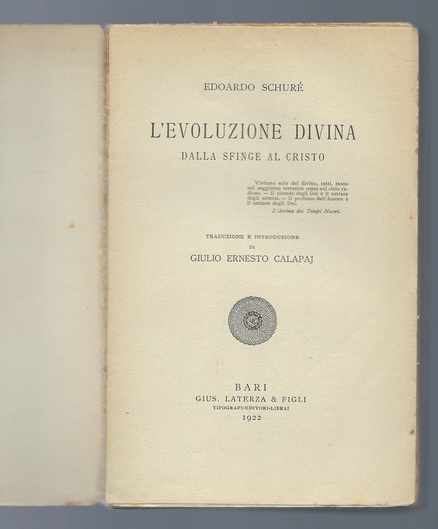 L'Evoluzione divina, dalla Sfinge al Cristo