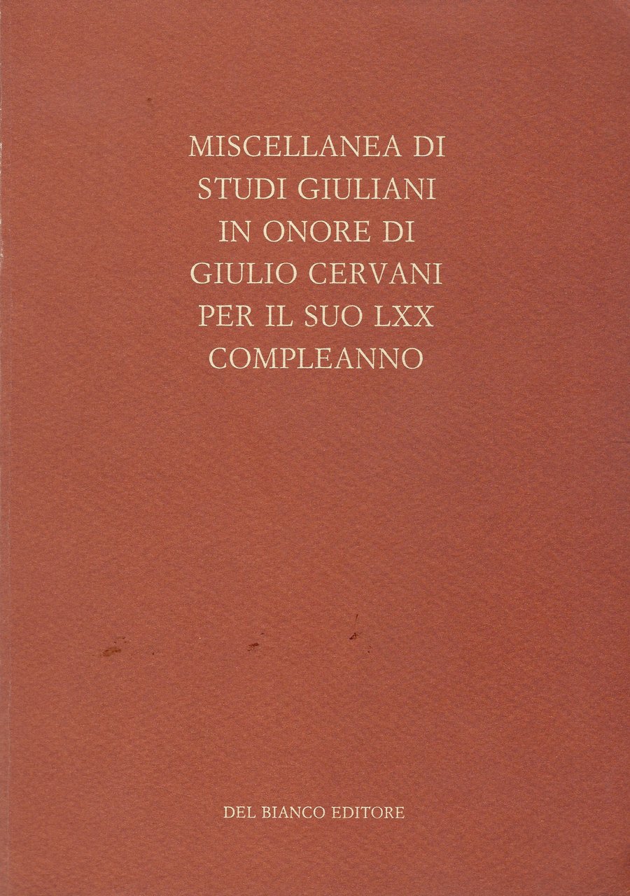 Miscellanea di studi giuliani in onore di Giulio Cervani per …