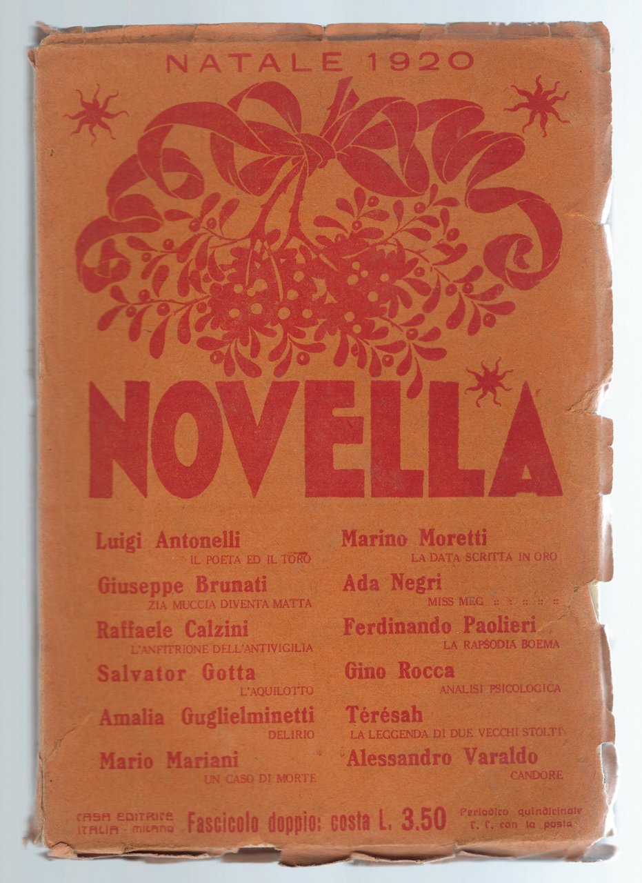 "Novella, fascicolo quindicinale di novelle" Anno II - n° 24 …