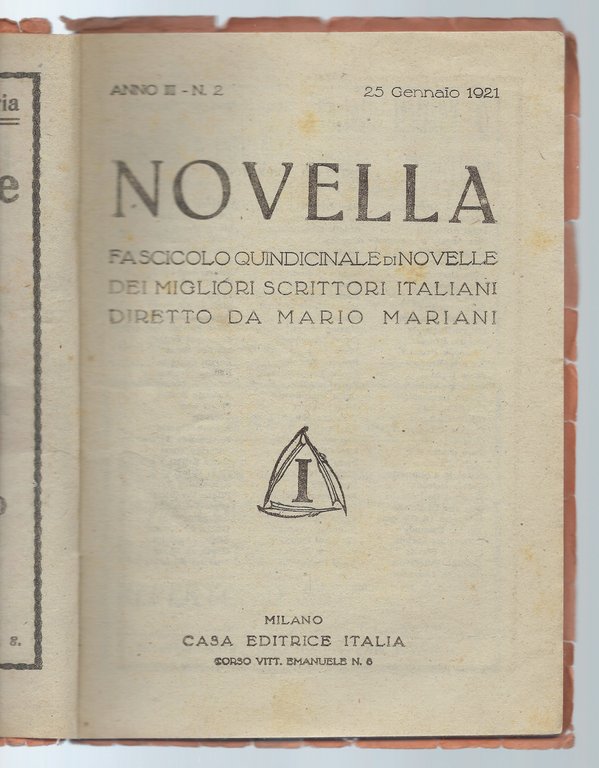 "Novella, fascicolo quindicinale di novelle" Anno III - n° 2 …