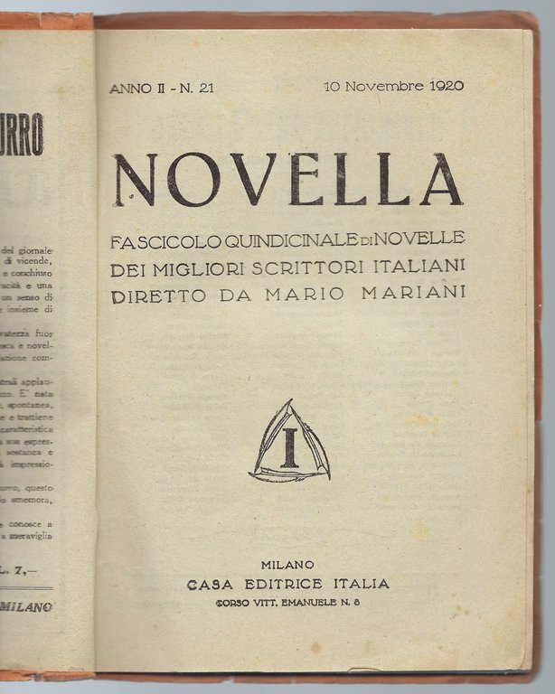 "Novella, fascicolo quindicinale di novelle" Anno II - n° 21 …