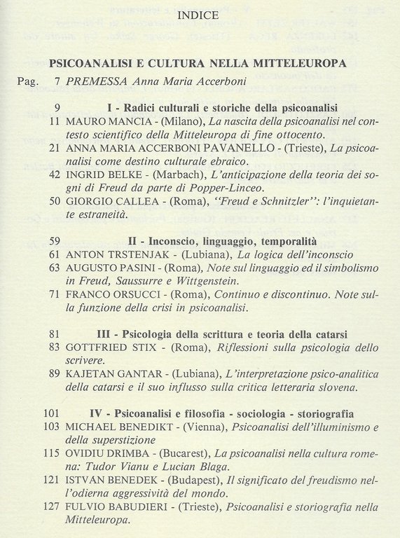 Psicoanalisi e cultura nella Mitteleuropa