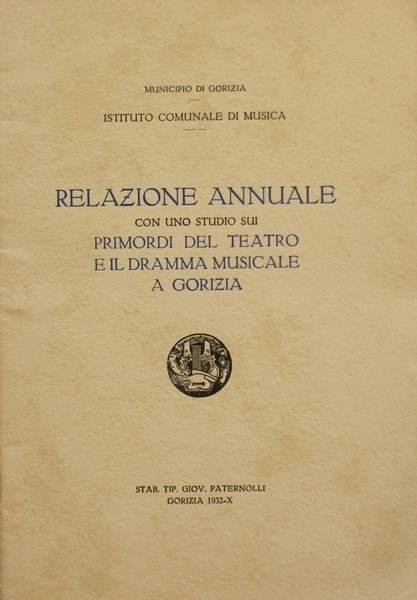 Relazione annuale con uno studio sui primordi del teatro e …