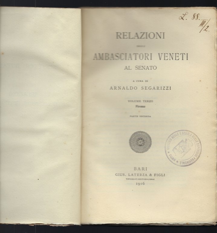 Relazioni degli ambasciatori veneti al Senato