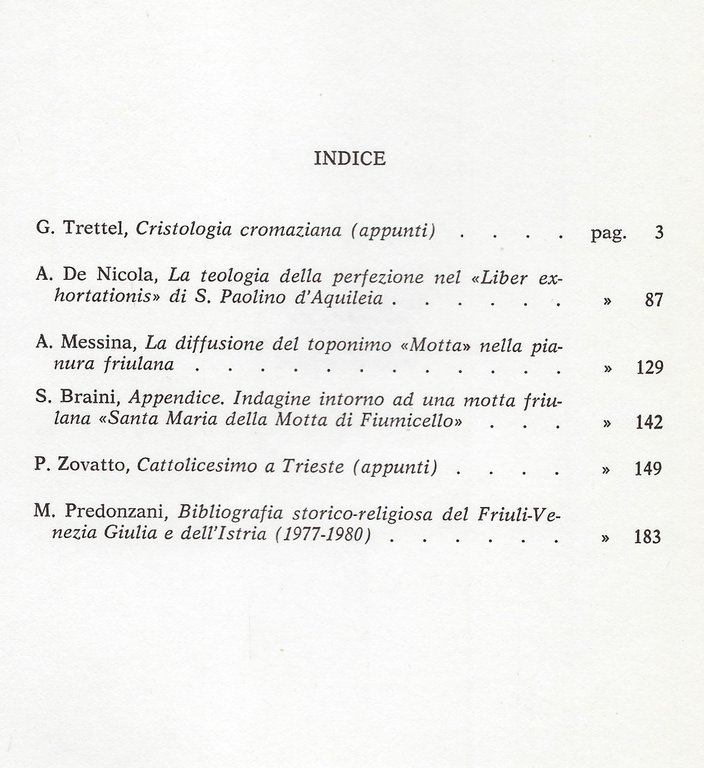 "Ricerche religiose del Friuli e dell'Istria" n° 1