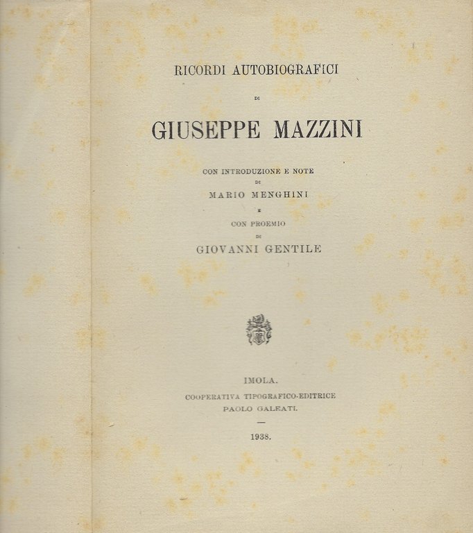 Ricordi autobiografici di Giuseppe Mazzini