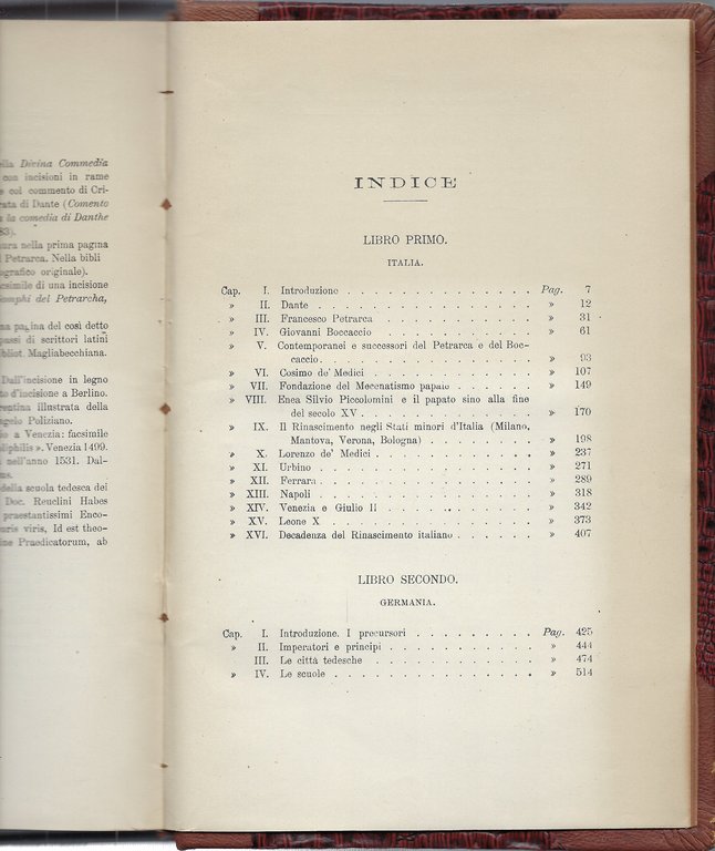 Rinascimento e Umanismo in Italia e in Germania.