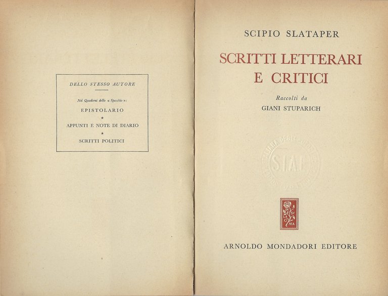Scritti letterari e critici