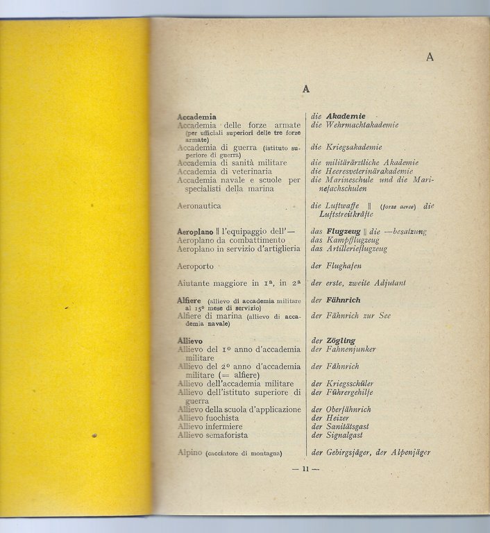 Terminologia Militare in due parti: parte 1 Italiano-Tedesco 2 Tedesco-Italiano