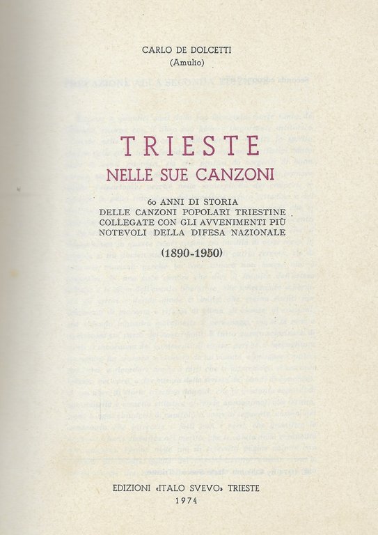 Trieste nelle sue canzoni 1890 - 1950