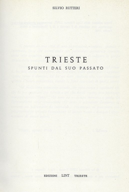 Trieste: spunti dal suo passato