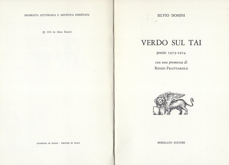 Verdo sul Tai. Poesie 1973-1974.