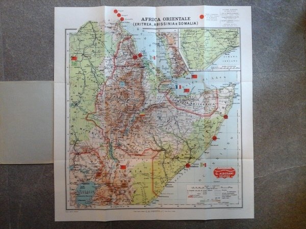 Africa orientale. Eritrea, Abissinia, Somalia e paesi limitrofi. Carta geografica omaggio dello Stabilimento chimico-farmaceutico G. Albertani Bologna